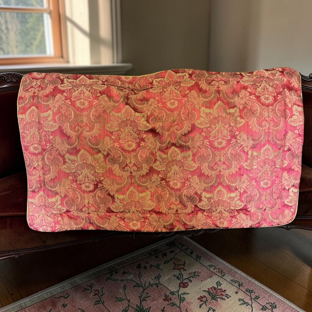Vintage King Pillow Sham Croscill Red Gold Damask Cotton Poly Jacquard